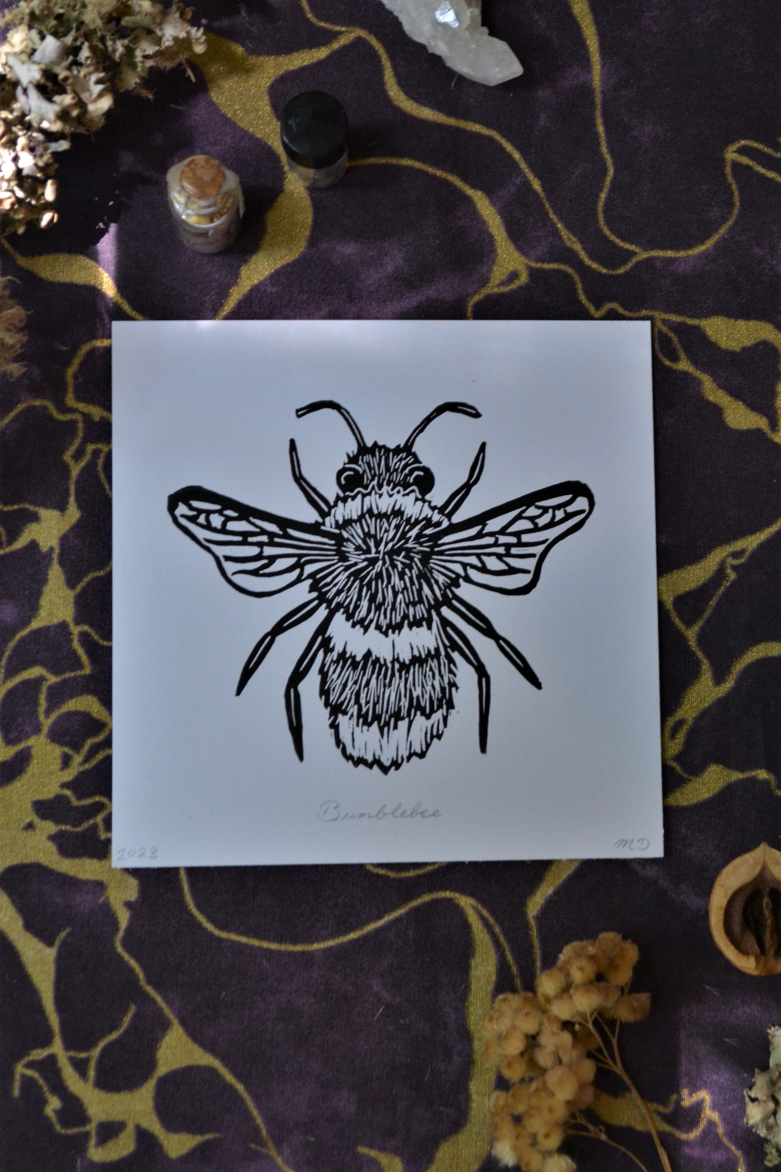 "Bumblebee" Original Linocut Prints