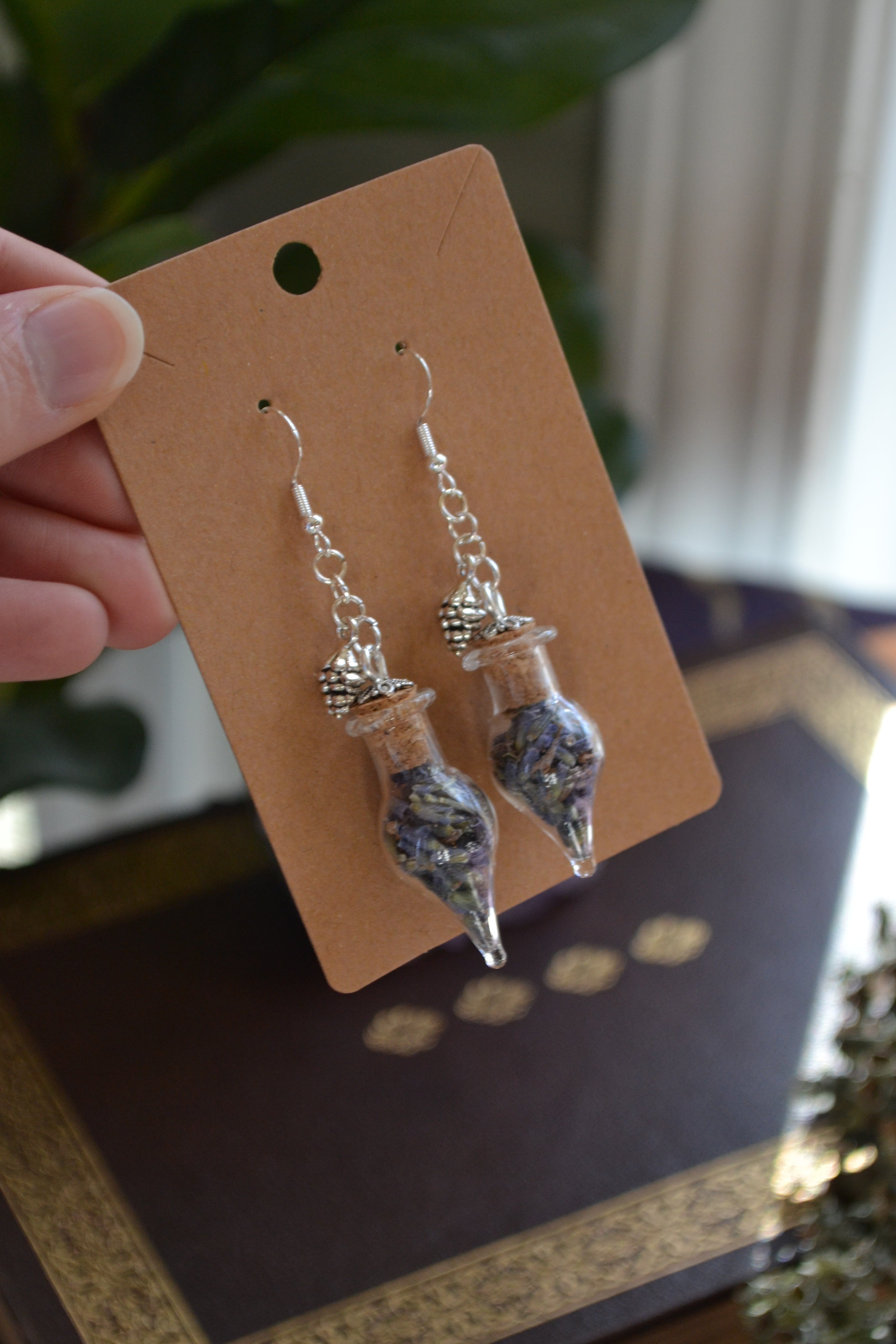 Lavender Spell Bottle Earrings